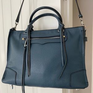 Rebecca Minkoff blue leather tote with removable shoulder strap